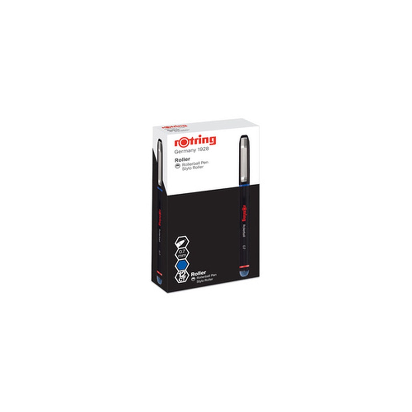 rotring Stylo roller Rollerball, largeur tracé: 0,7 mm, bleu x12