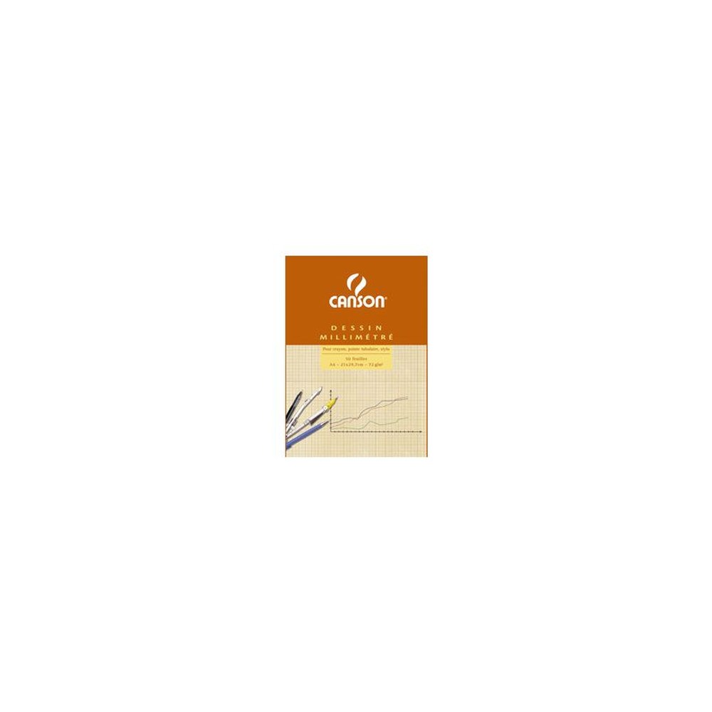 CANSON Bloc de papier millimétré, A3, 90 g/m2, bistre