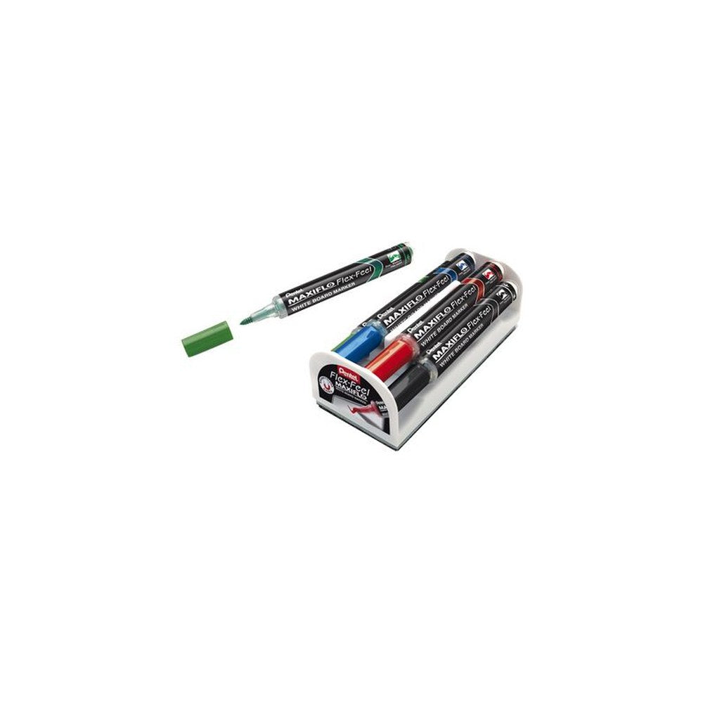 Pentel Marqueur pour tableau blanc Maxiflo Flex-Feel, kit 4