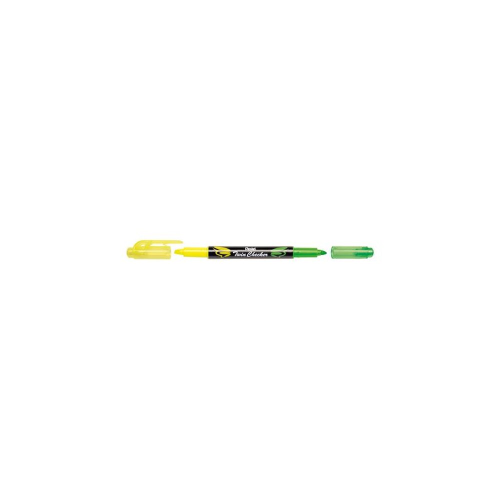 Pentel Surligneur "TWIN CHECKER", 2 pointes, jaune / vert