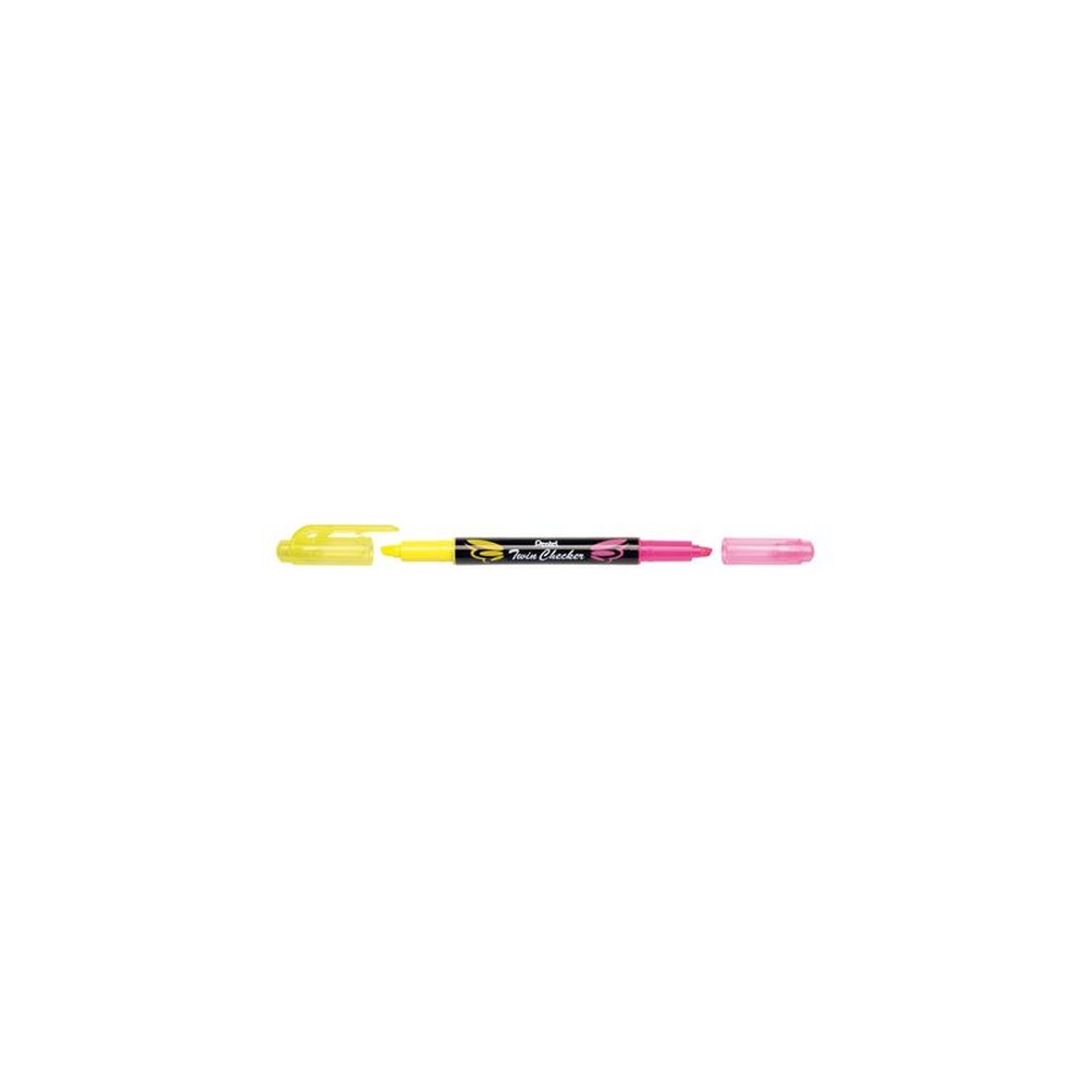 Pentel Surligneur "TWIN CHECKER", 2 pointes, jaune / rose