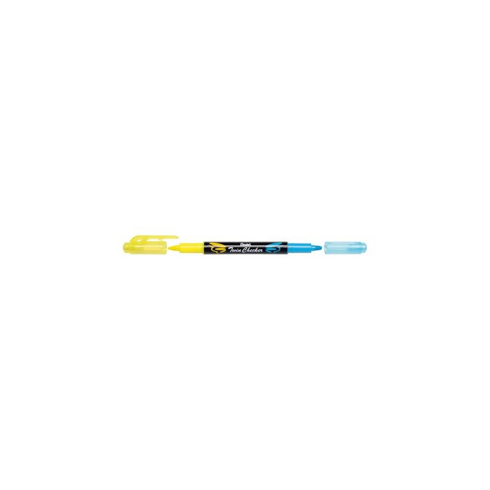 Pentel Surligneur "TWIN CHECKER", 2 pointes, jaune / bleu