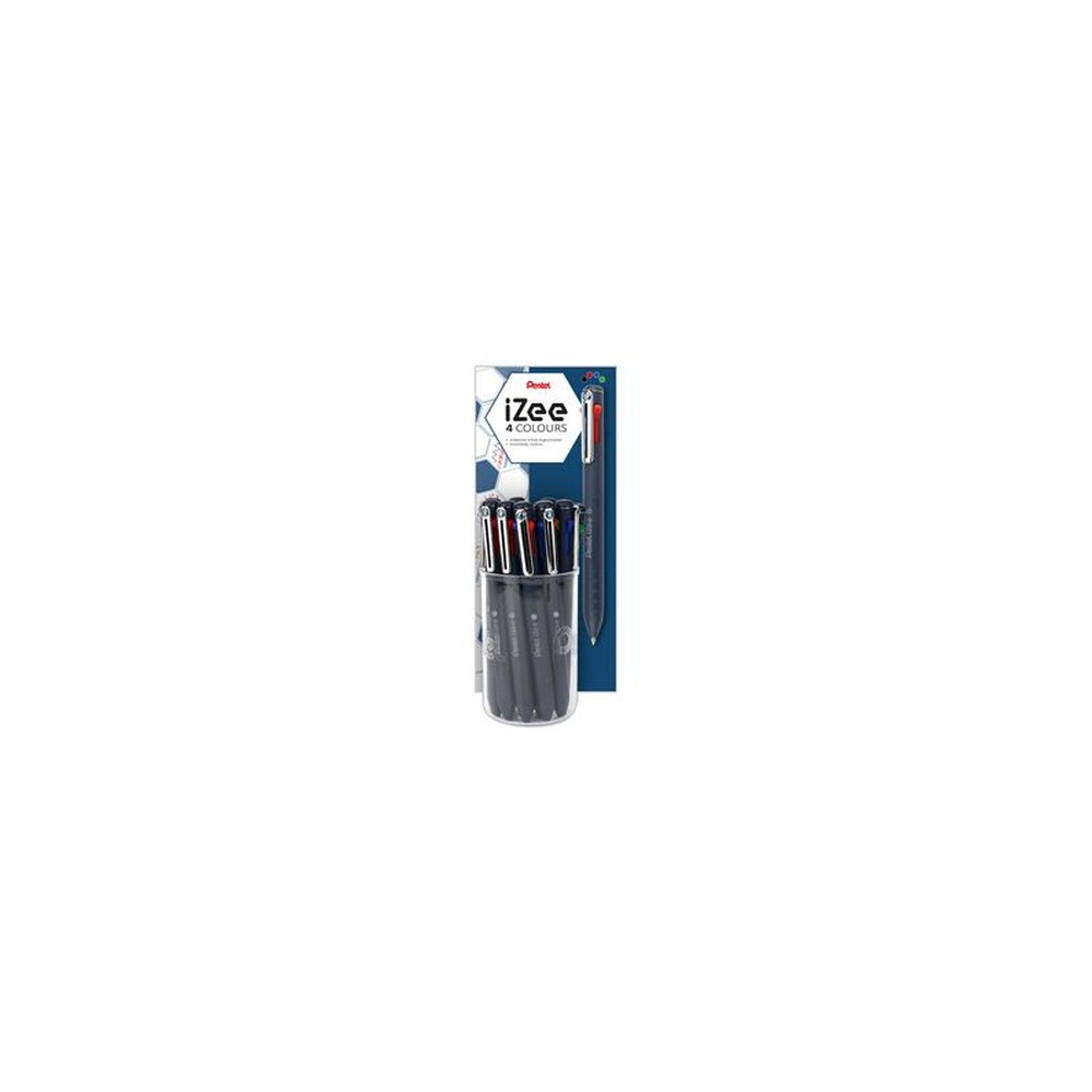 Pentel Stylo à bille rétractable 4 couleurs iZee, présentoir