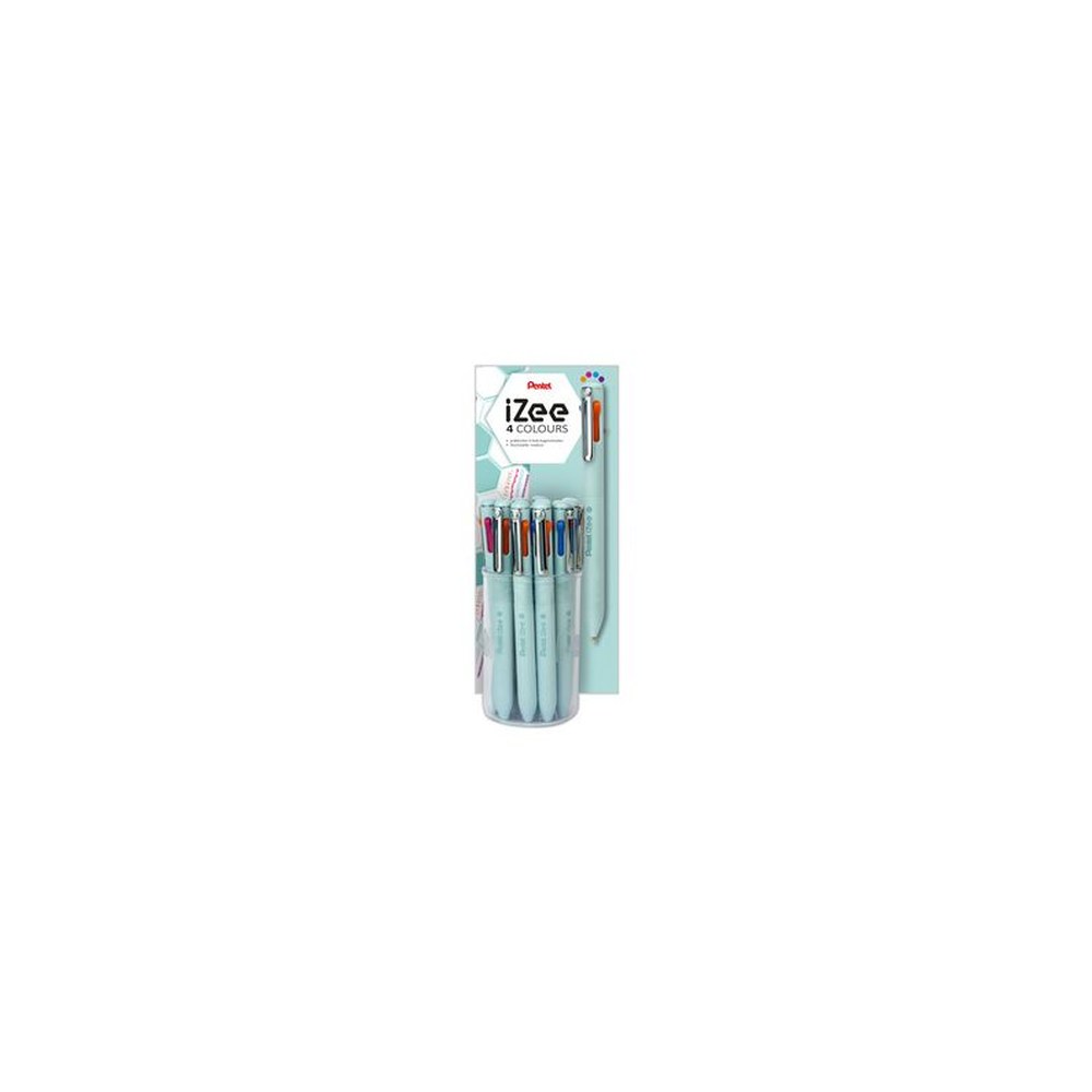 Pentel Stylo à bille rétractable 4 couleurs iZee, présentoir