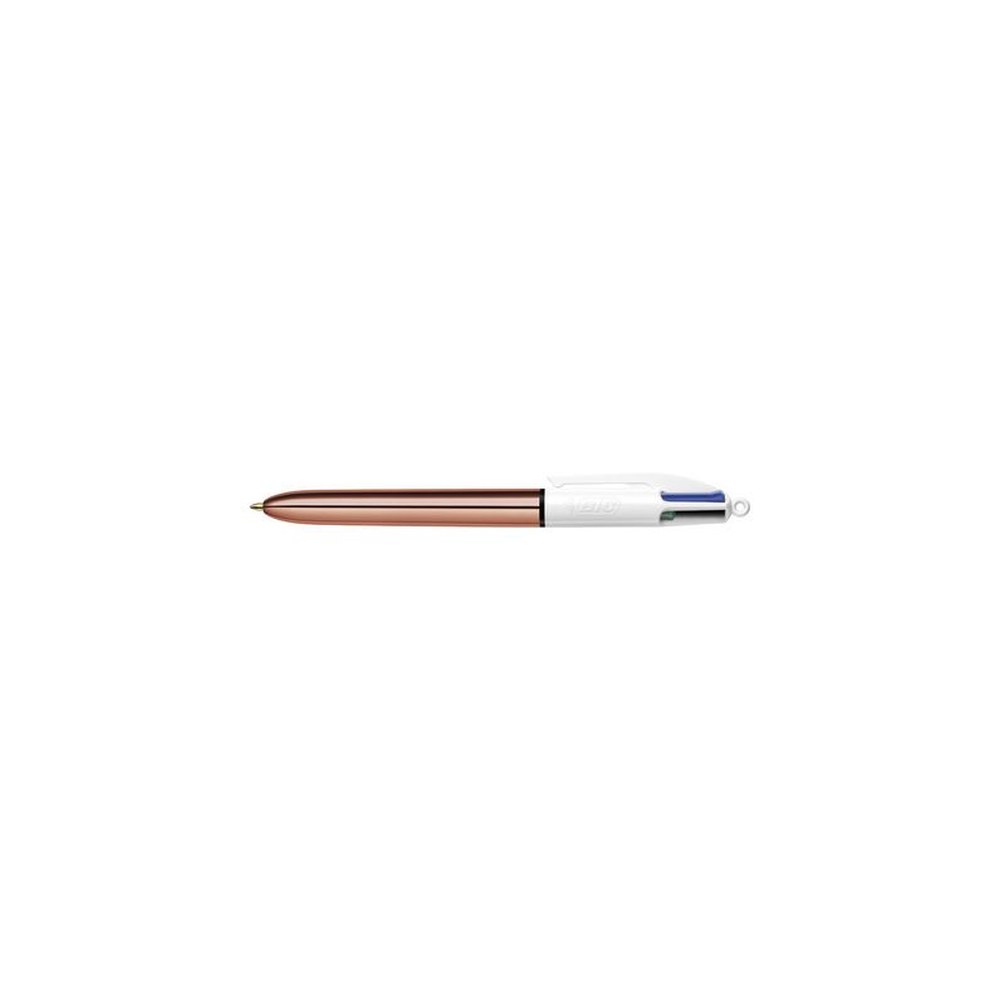BIC Stylo à bille 4 Colours Shine, 0,32 mm, or rose