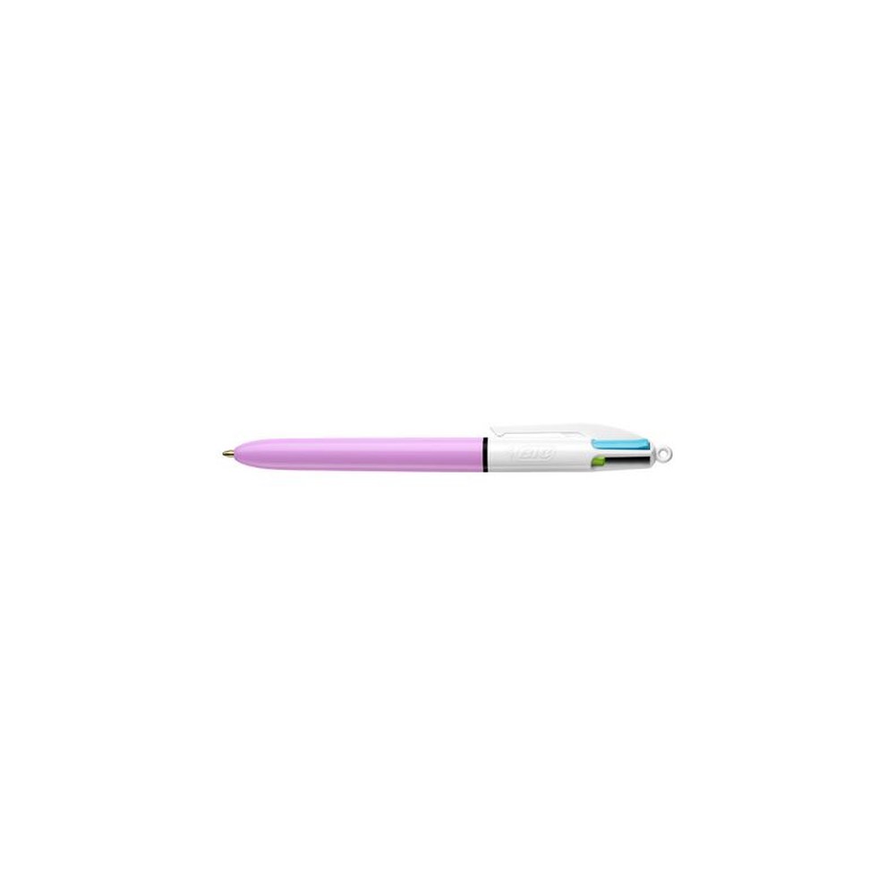 BIC Stylo à bille rétractable 4 Colours Fun, rose/blanc