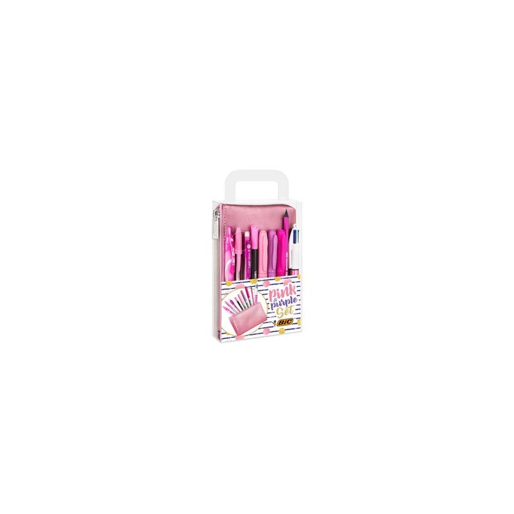 BIC Kit d'écriture "PINK & PURPLE" avec trousse, 10 pièces