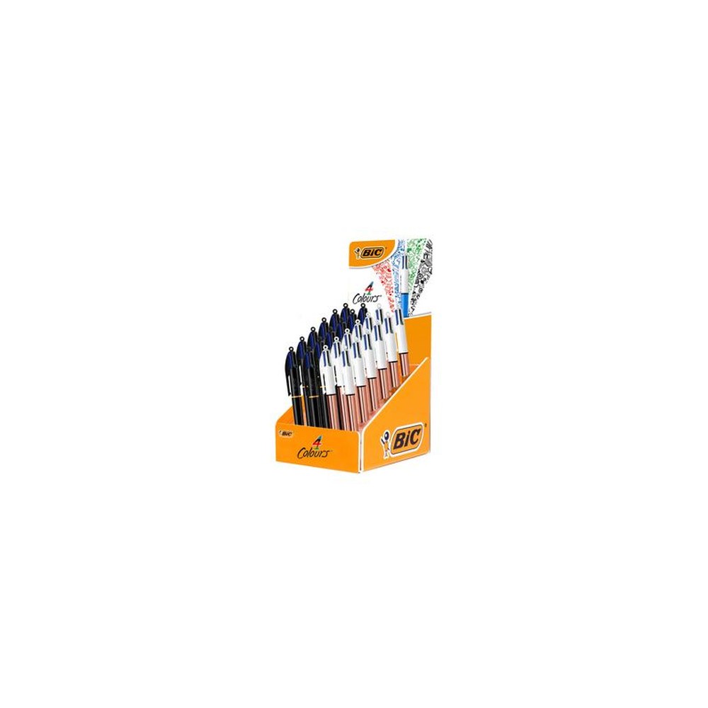 BIC Stylo à bille rétractable 4 Colours, présentoir de 24