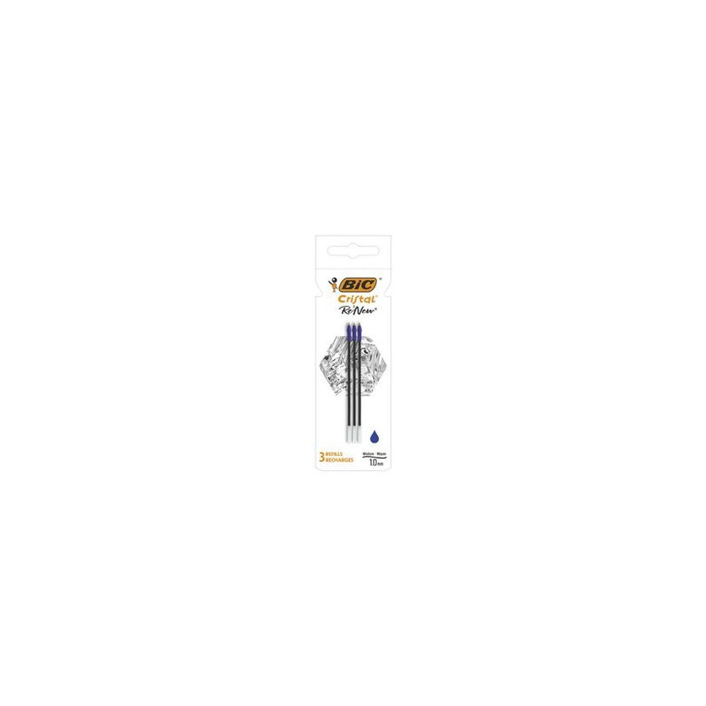 BIC Recharge pour stylo à bille Cristal RE'NEW, S, noir