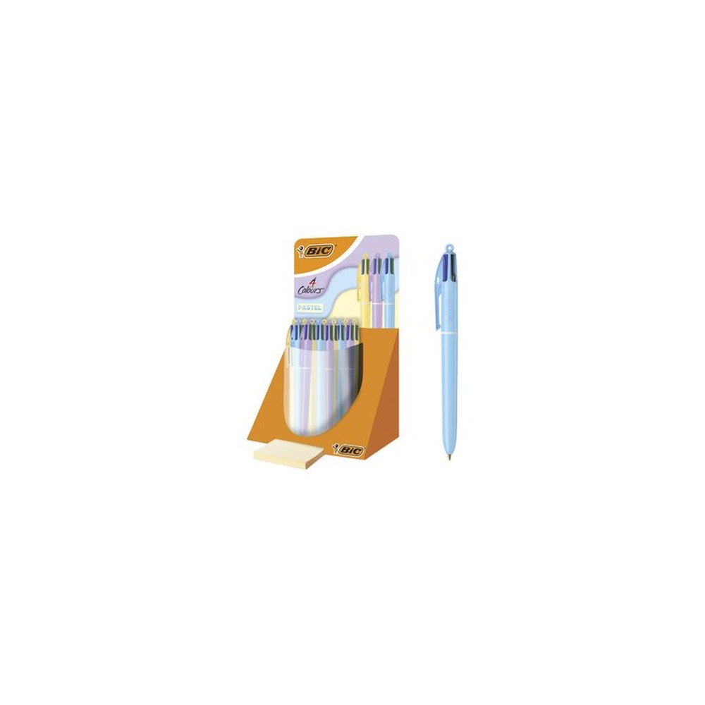 BIC Stylo à bille 4 Colours Pastel, présentoir de 30