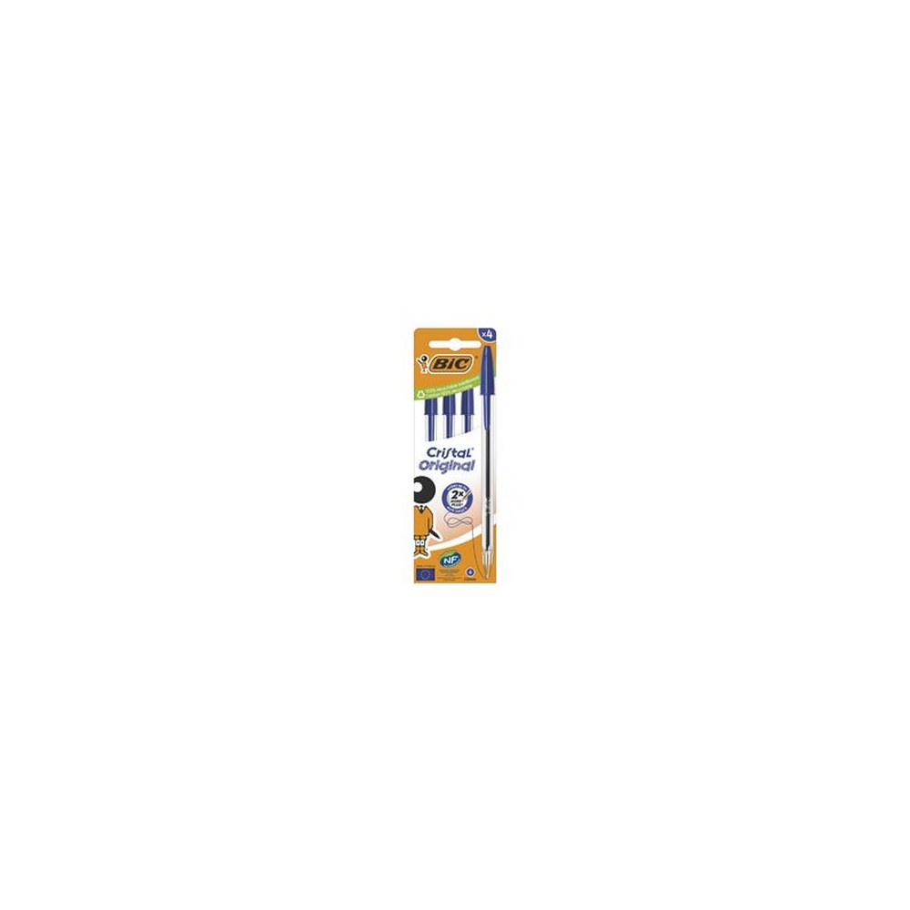 BIC Stylo à bille Cristal Original, boîte carton de 4, bleu