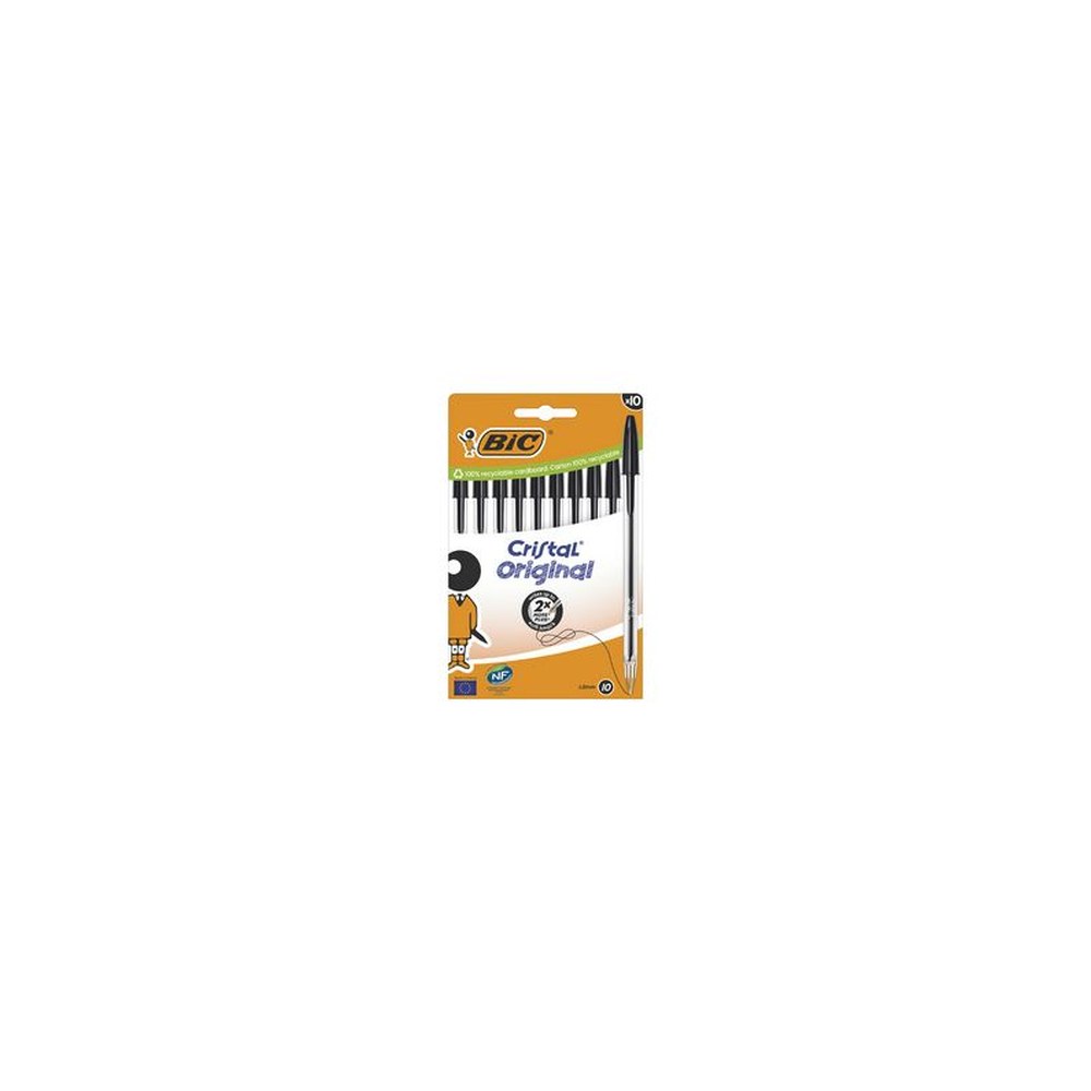 BIC Stylo à bille Cristal Original, boîte carton de 10, noir