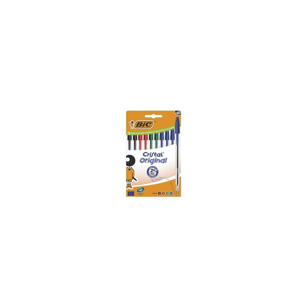 BIC Stylo à bille Cristal Original, boîte de 10, assorti