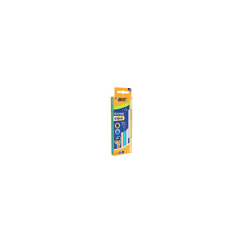 BIC Stylo à bille Cristal Glacé, boîte en carton de 4