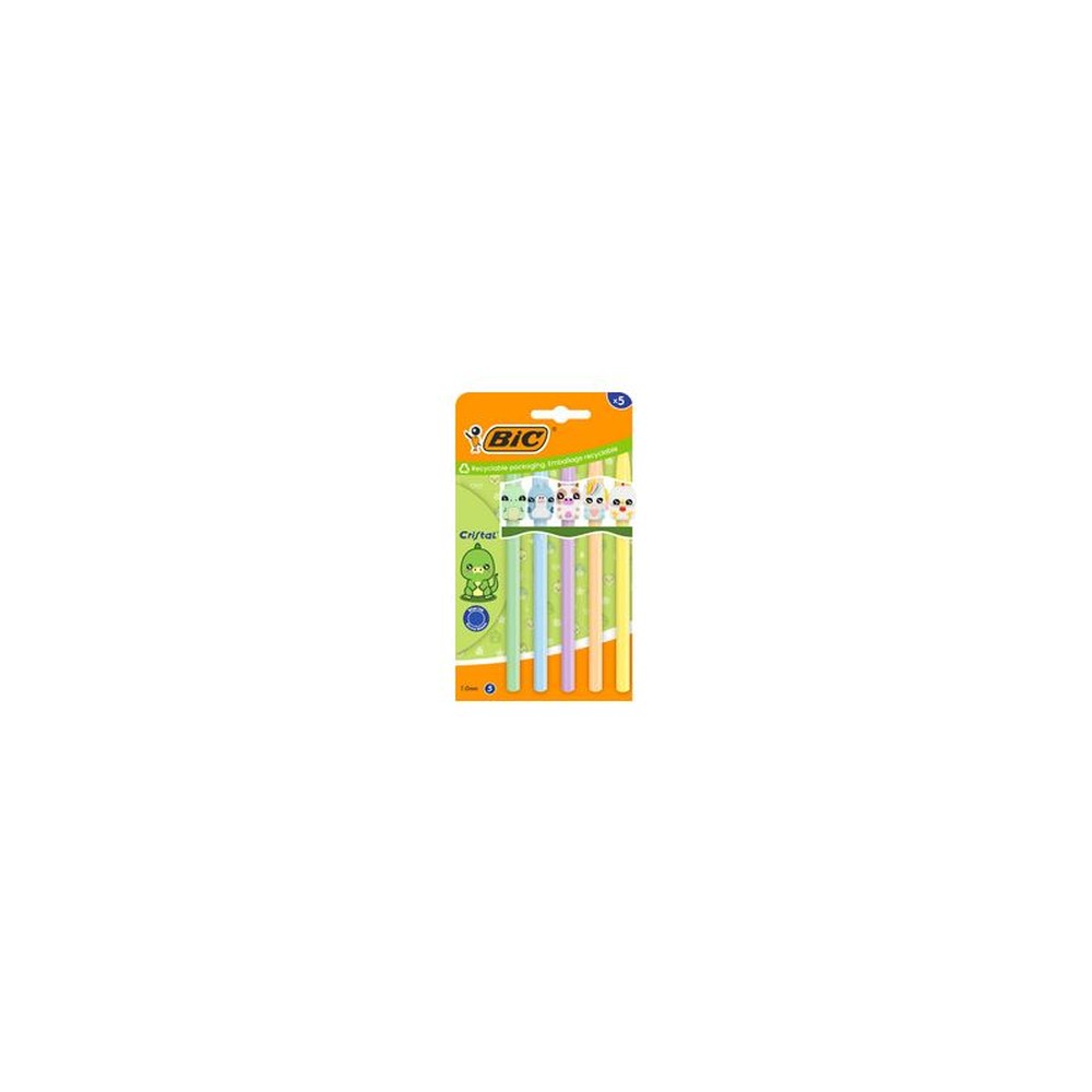 BIC Stylo à bille Cristal Pastel Figurines, blister de 5