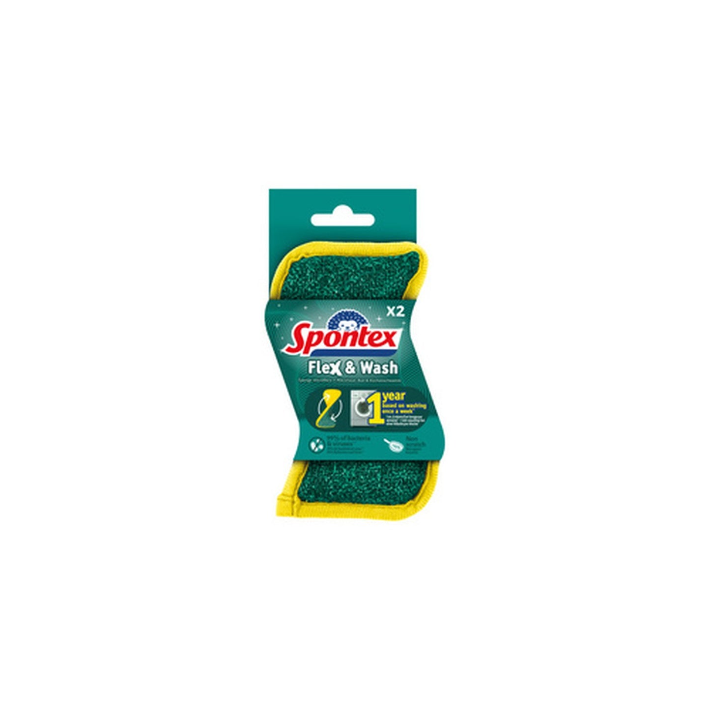Spontex Éponge Flex & Wash, pack de 2
