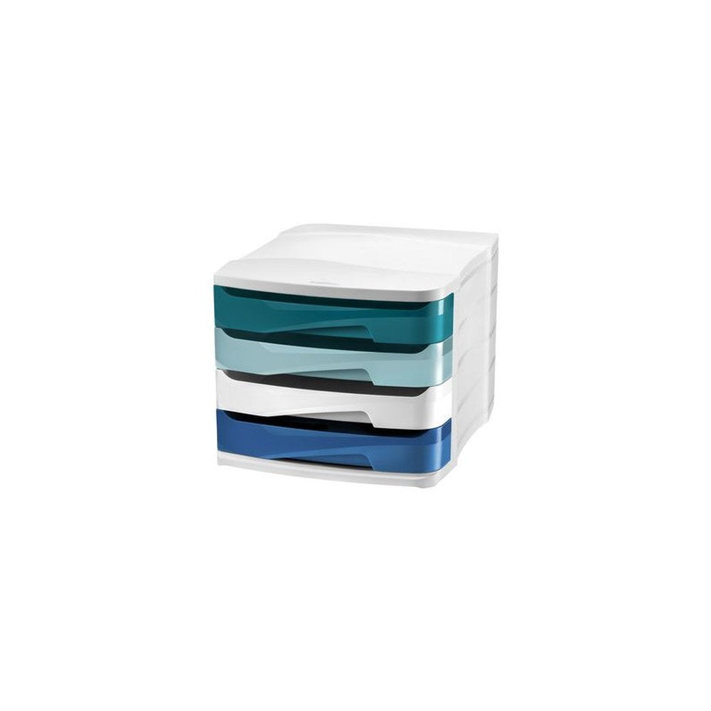 CEP Module de classement Riviera, 4 tiroirs, blanc / bleu