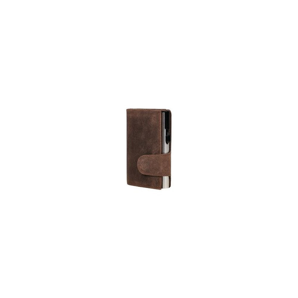 CLICKSAFE Porte-monnaie avec porte-cartes, cuir Hunter, brun