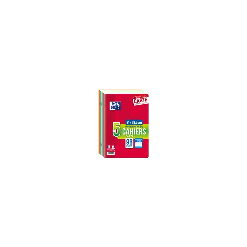 Oxford Cahier piqûre, A4, Seyès, 96 pages, lot de 5