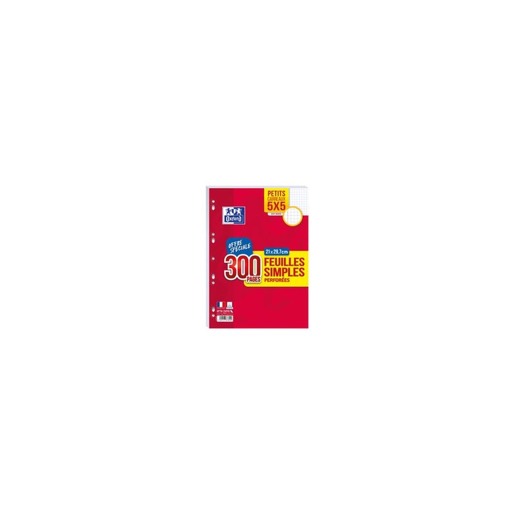 Oxford Feuilles simples perforées, A4, quadrillé, Offre