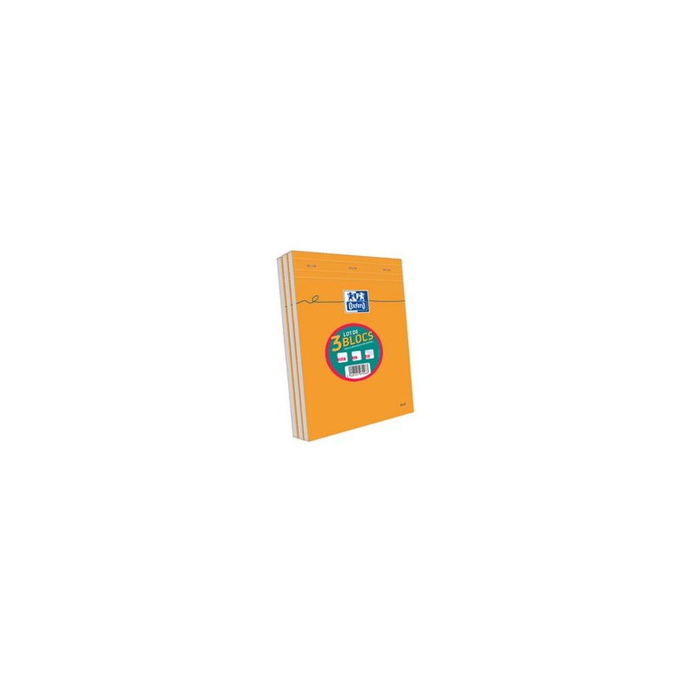 Oxford Bloc-notes, A4, quadrillé, 80 feuilles, lot de 3