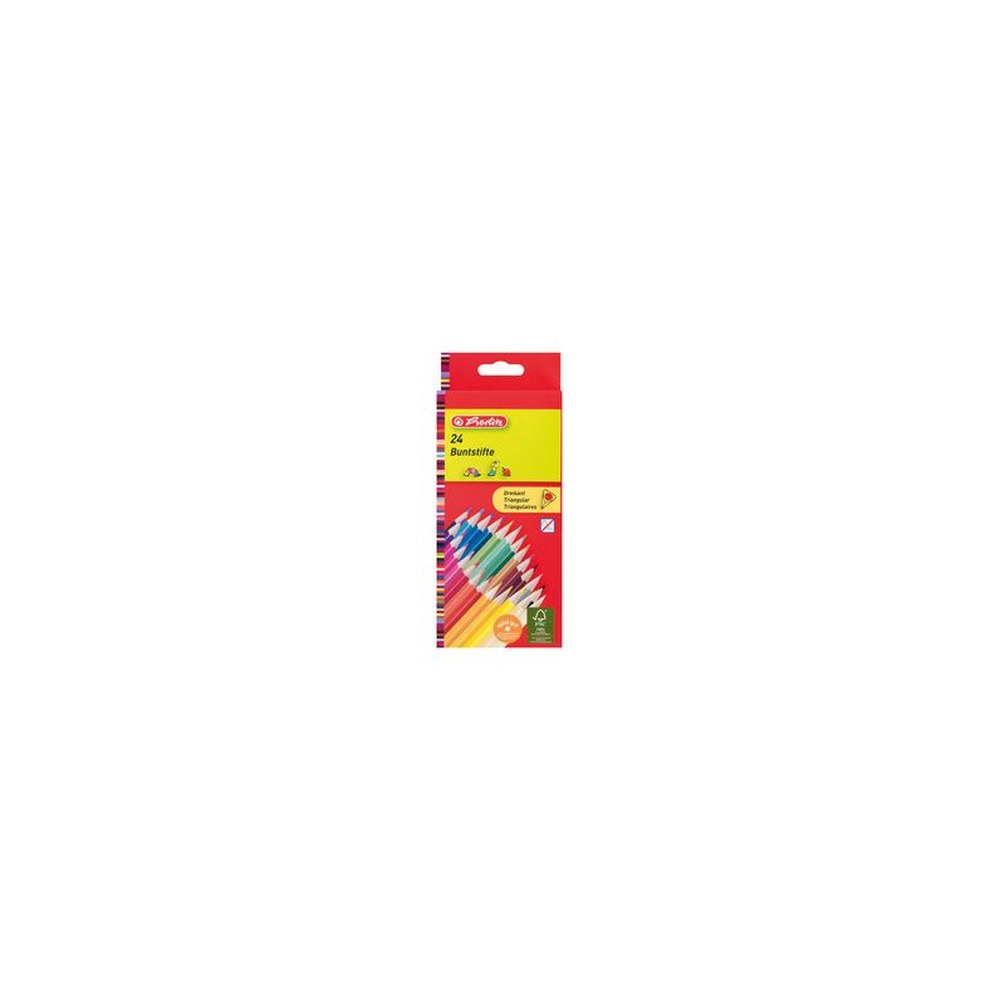 herlitz Crayons de couleur triangulaires, étui carton de 24