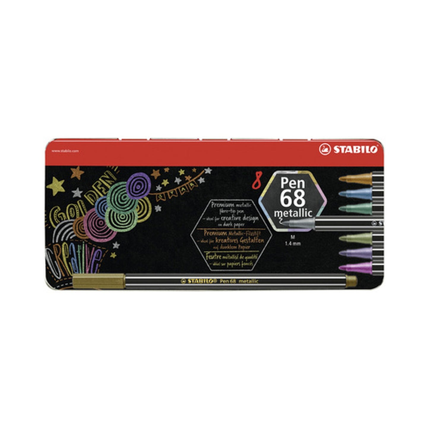 STABILO Feutre Pen 68 metallic, étui en métal de 8