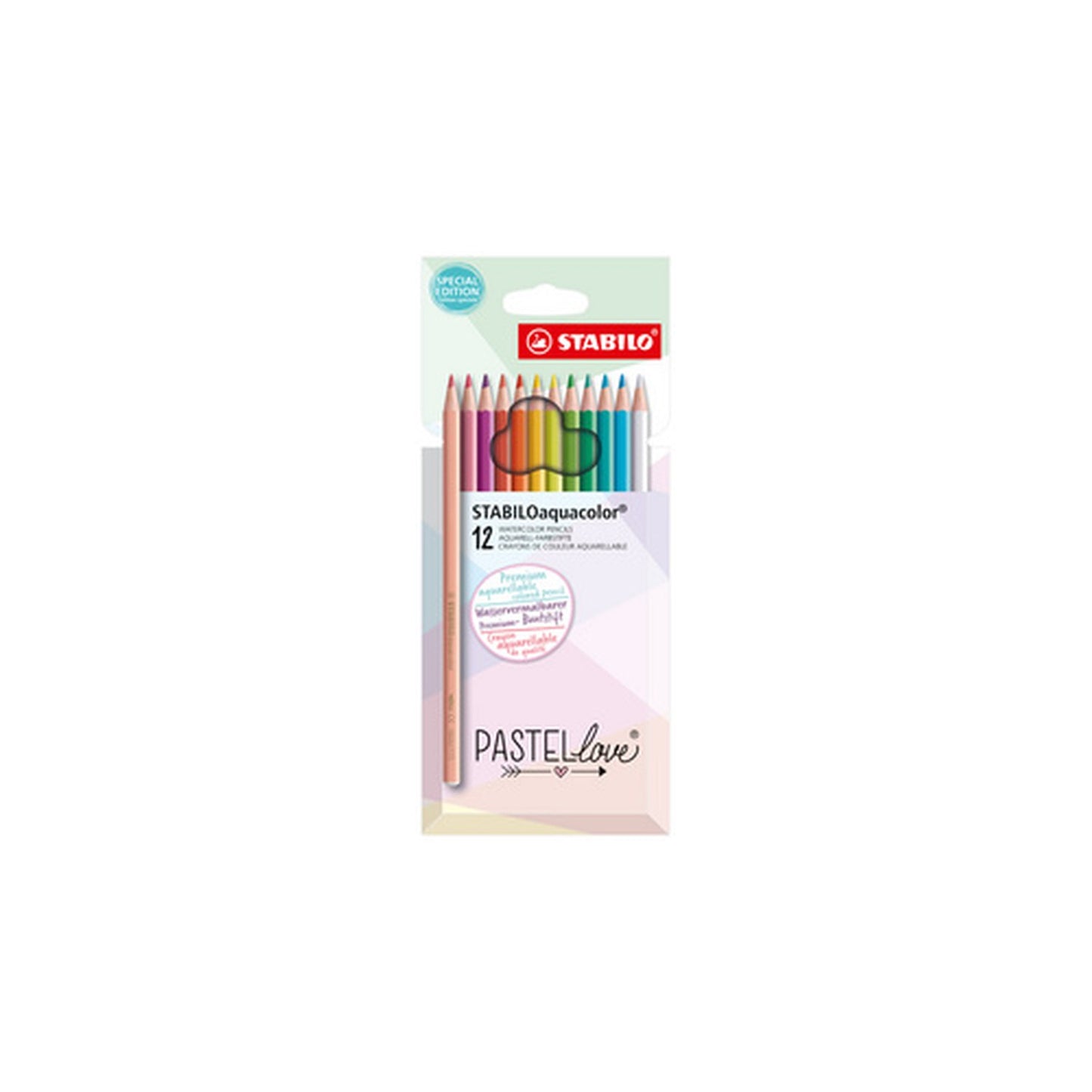 STABILO Crayon de couleur aquacolor Pastellove, étui de 12