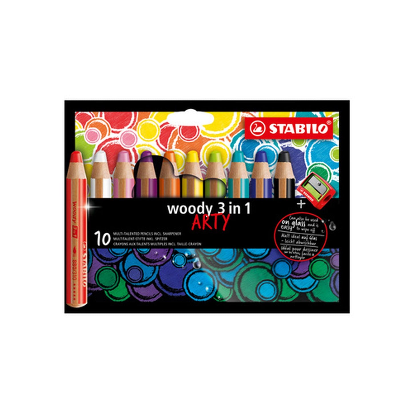 STABILO Crayon multi-talents woody 3en1, étui de 10 ARTY
