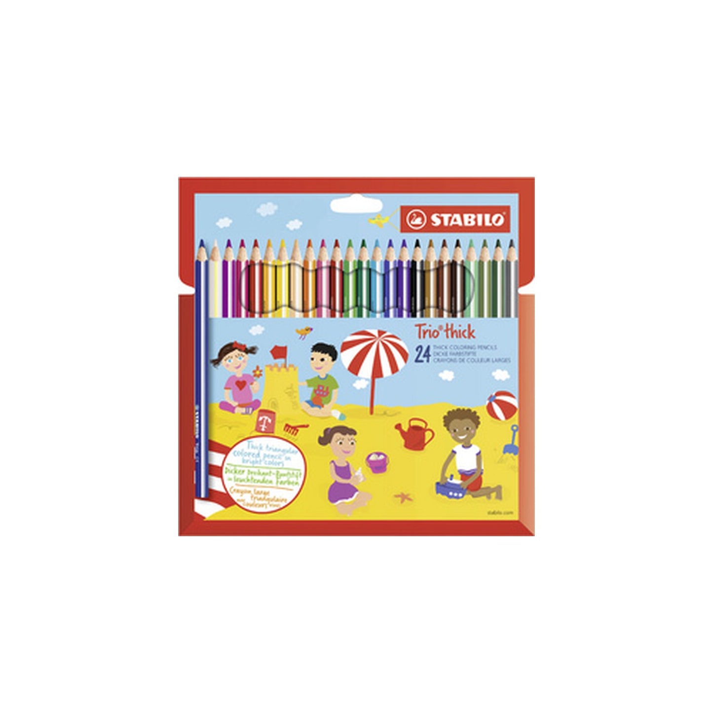 STABILO Crayon de couleur Trio long, corps large, étui de 24
