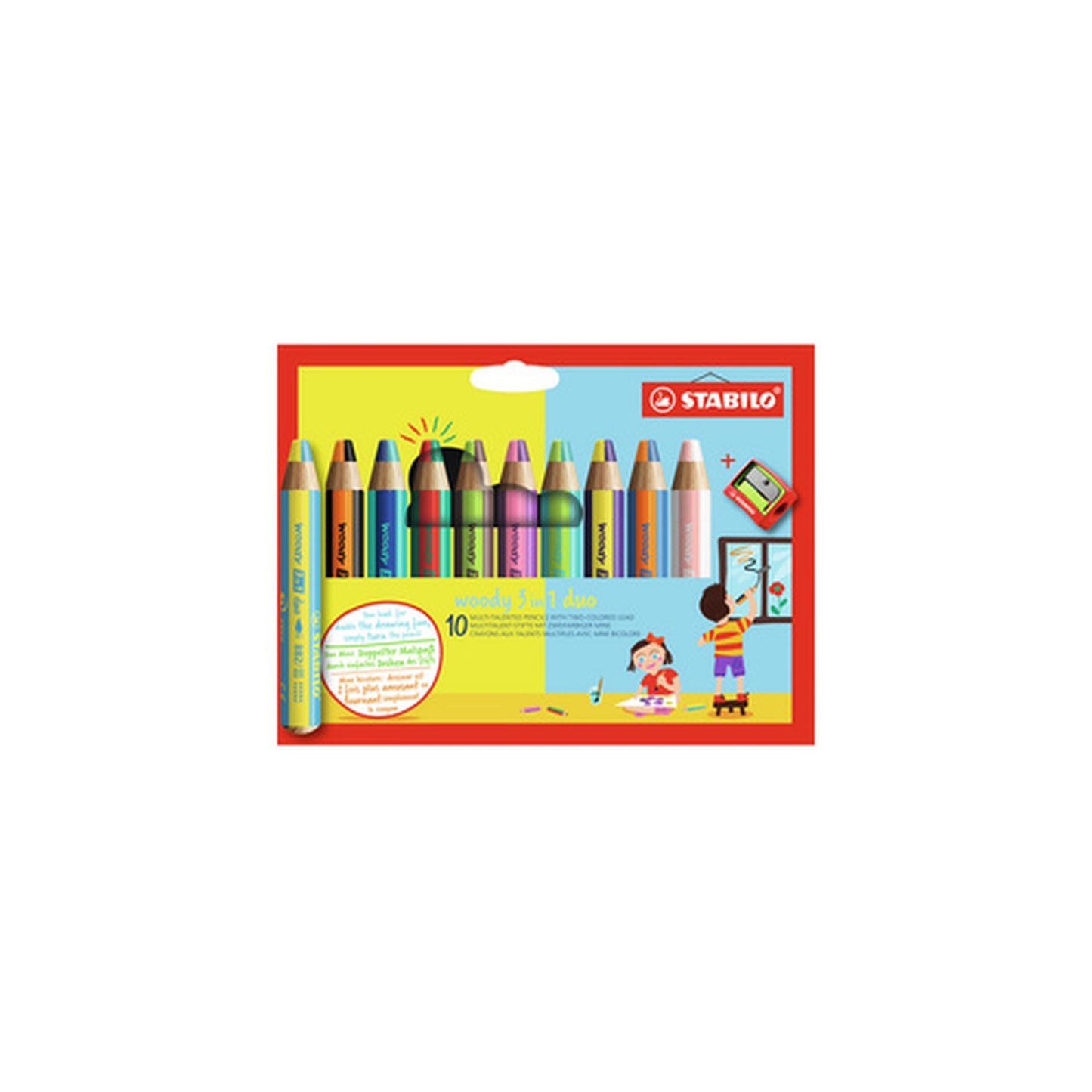 STABILO Crayon multi-talents woody 3 en 1 duo, étui de 10