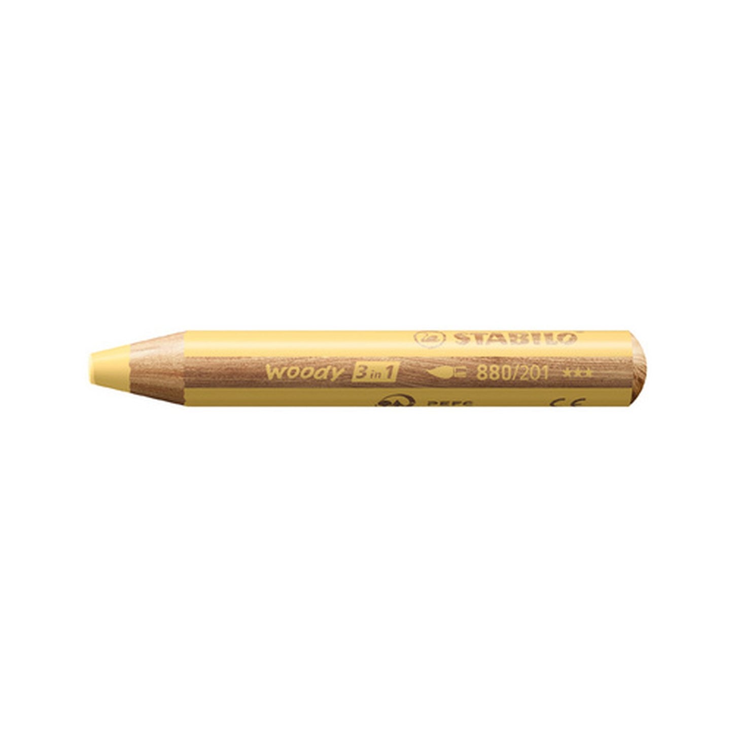 STABILO Crayon multi-talents woody 3en1, rond, jaune pastel