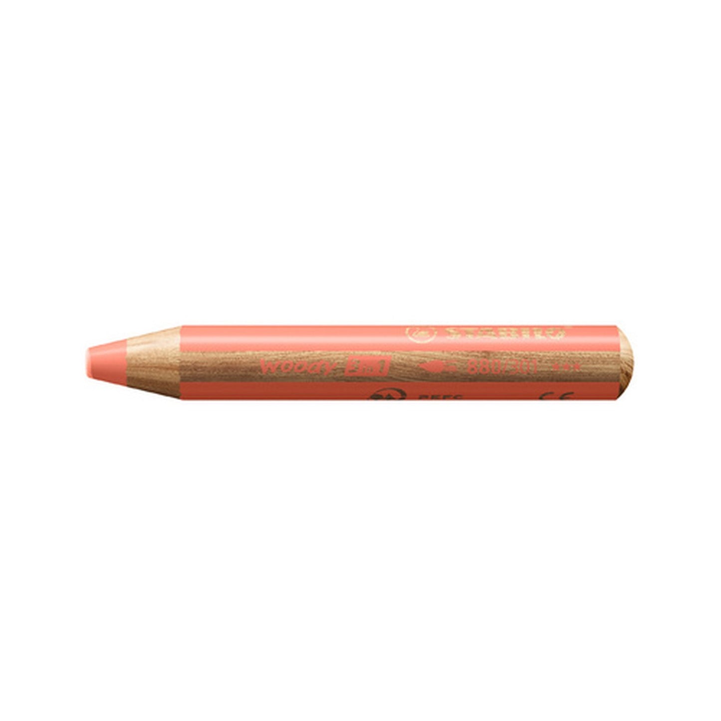 STABILO Crayon multi-talents woody 3en1, rond, rouge pastel