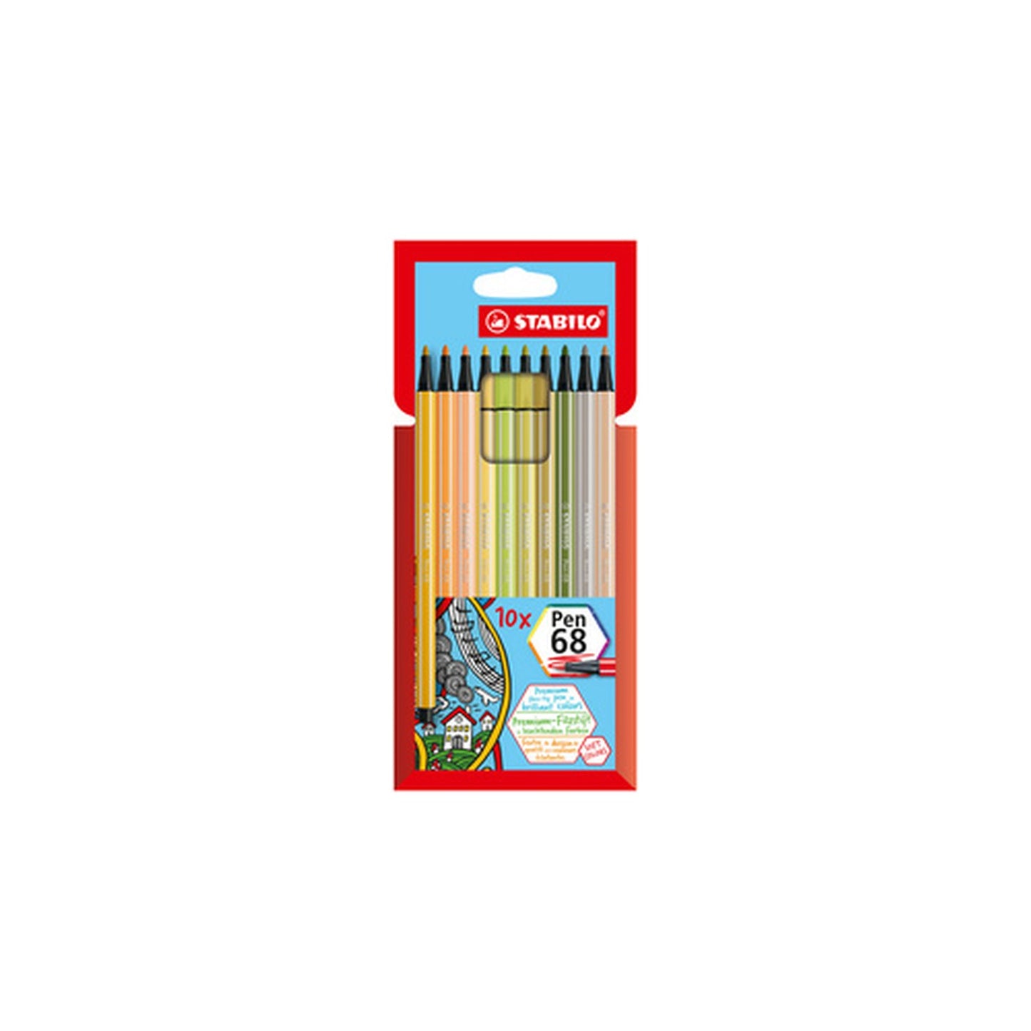 STABILO Feutre de coloriage Pen 68, étui carton de 10