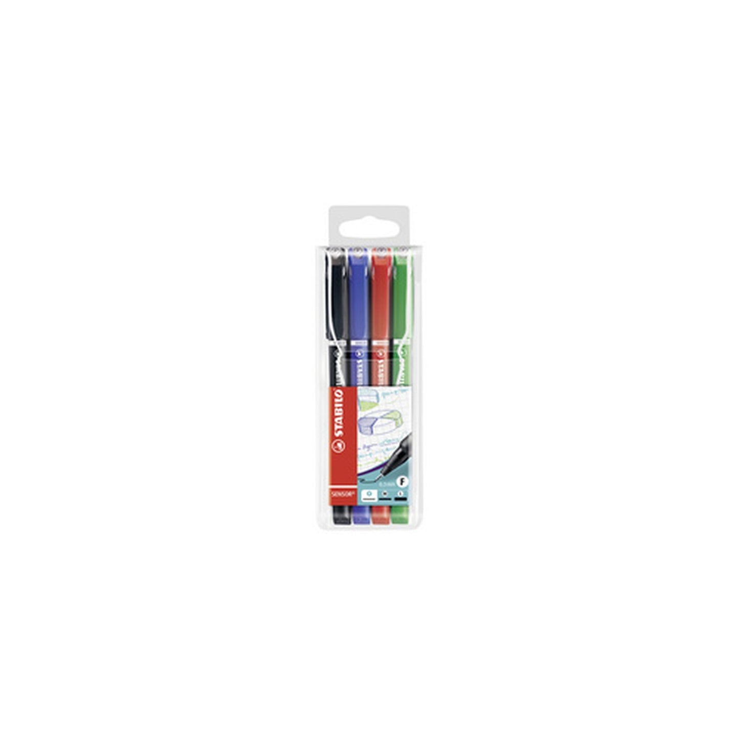 STABILO Feutre à pointe fine sensor F, étui plastique de 4