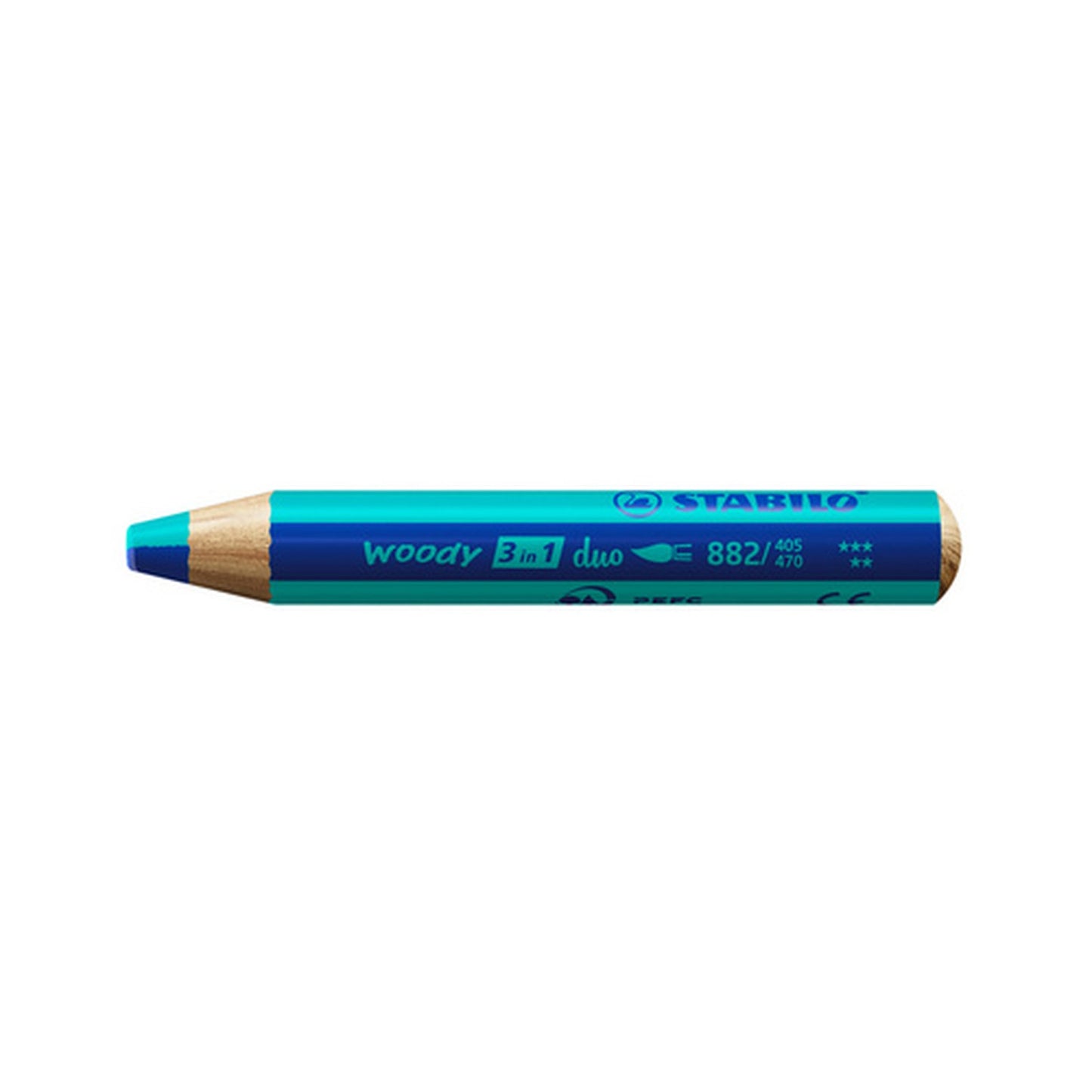 STABILO Crayon multi-talents woody 3en1 duo, bleu/turquoise
