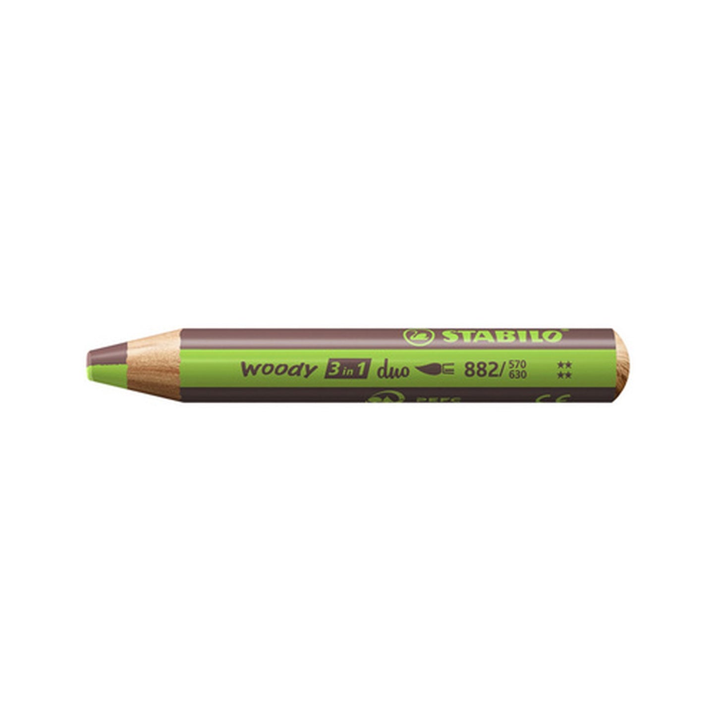 STABILO Crayon multi-talents woody 3en1 duo, vert clair/brun