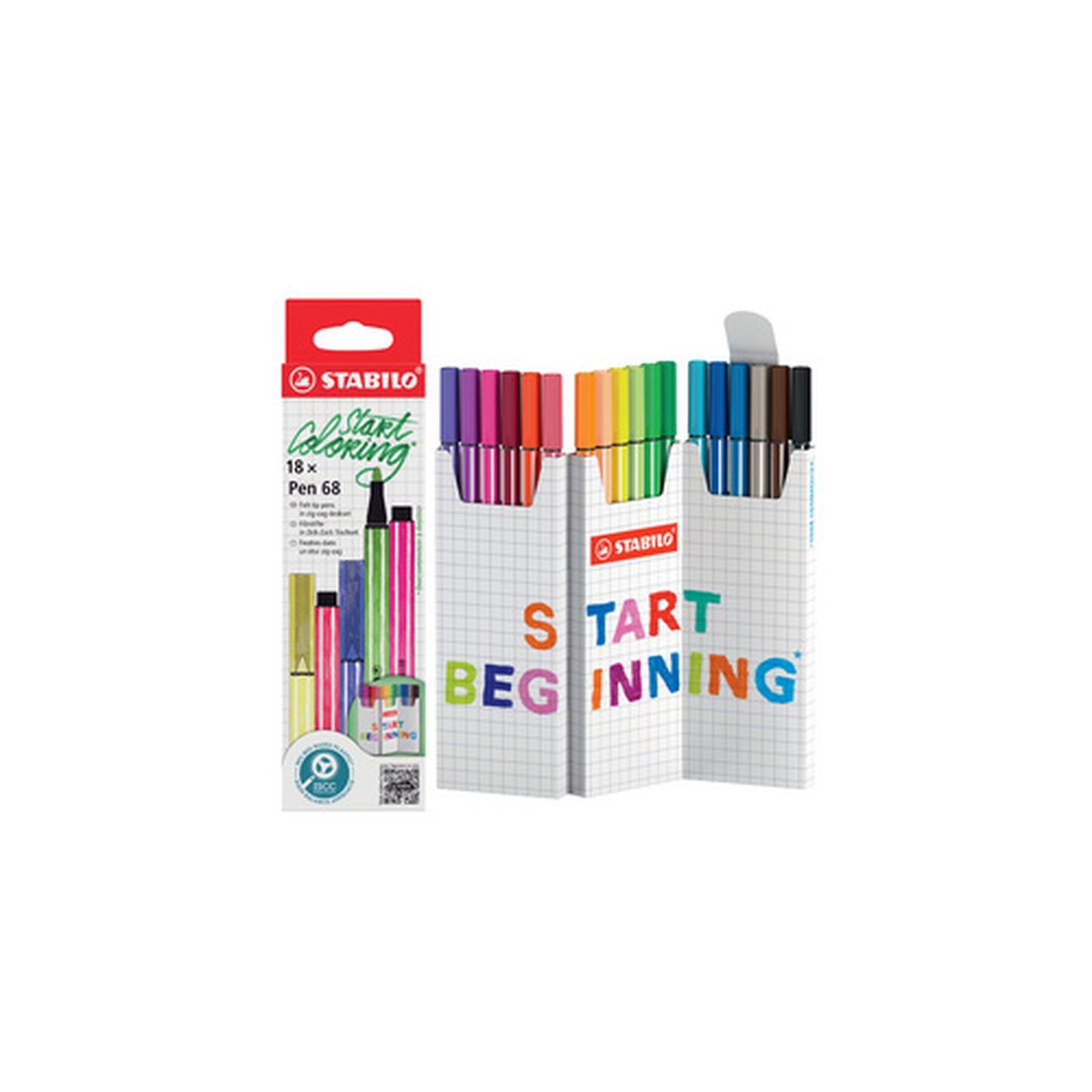 STABILO Feutre Pen 68, set zigzag de 18 pièces