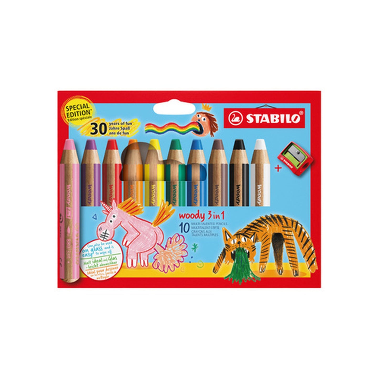 STABILO Crayon multi-talents woody 3 en 1, étui de 10 30 ans