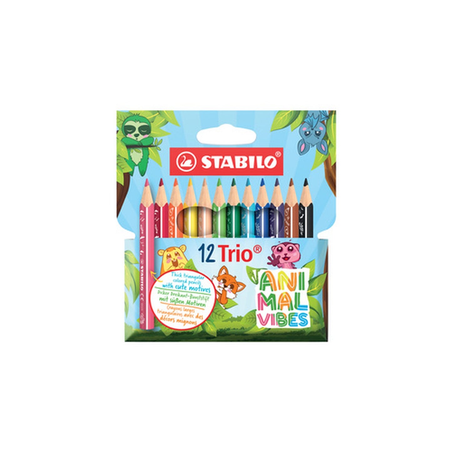 STABILO Crayon de couleur Trio Animal Vibes, étui de 12
