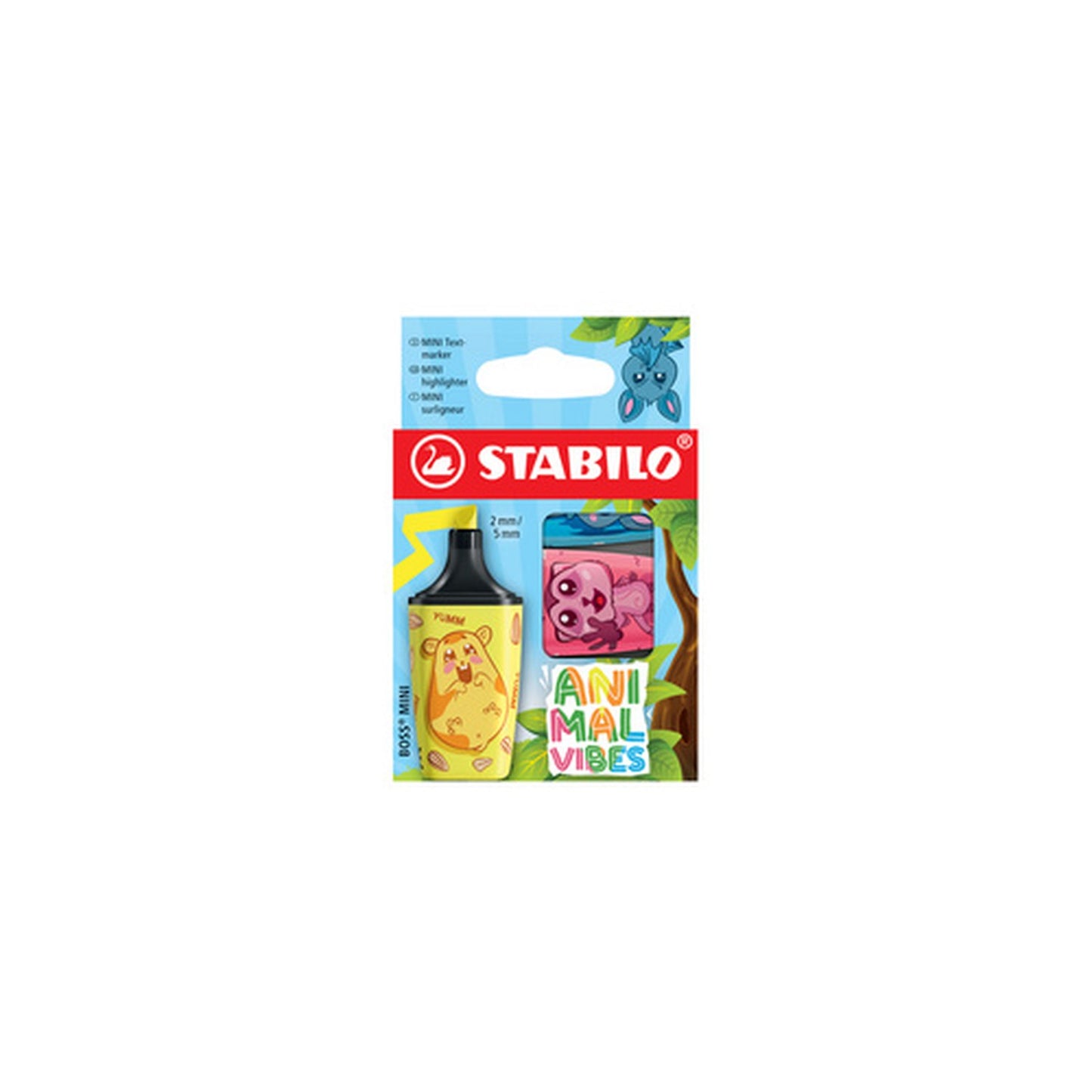STABILO Surligneur BOSS MINI Animal Vibes, étui carton de 3
