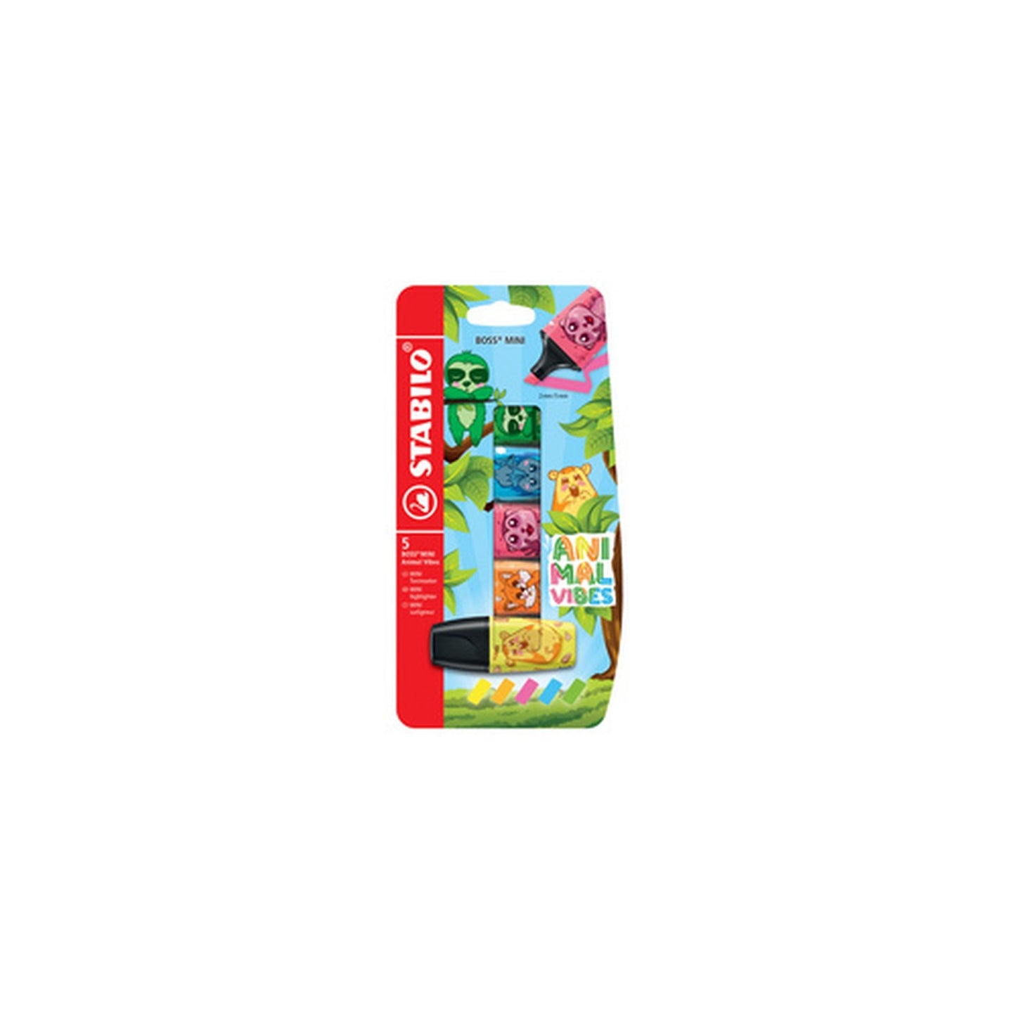STABILO Surligneur BOSS MINI Animal Vibes, étui carton de 5