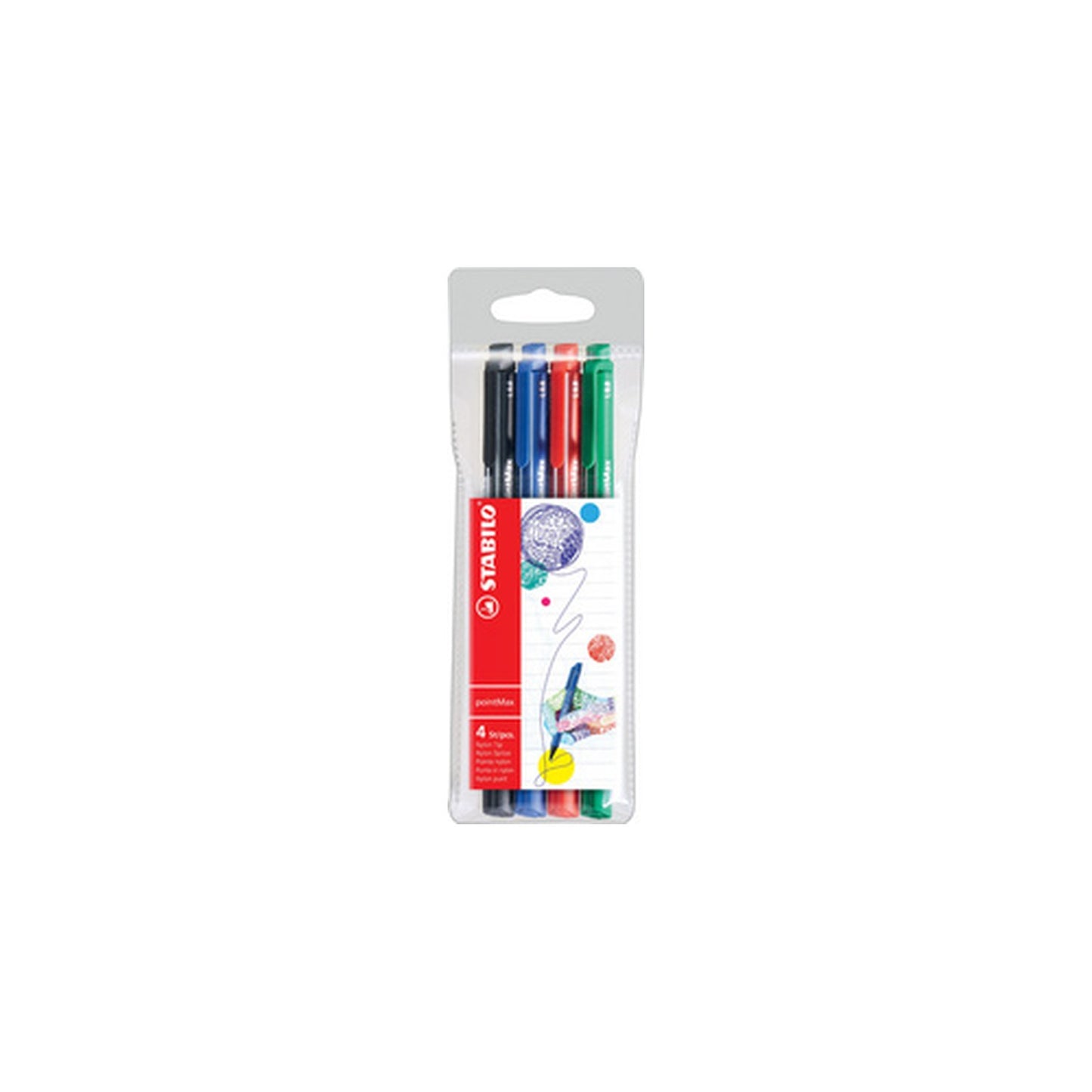 STABILO Stylo-feutre pointMax, étui en plastique de 4