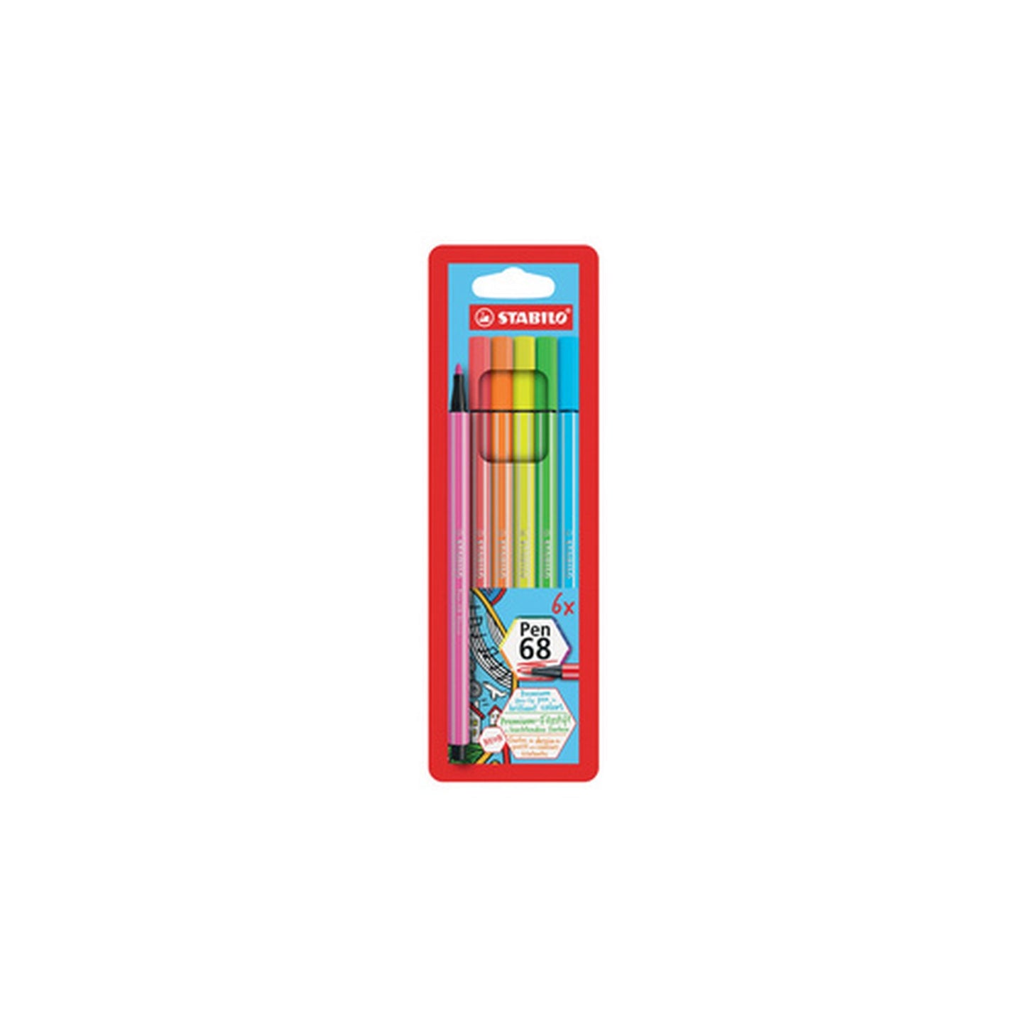 STABILO Feutre Pen 68, étui en carton de 6