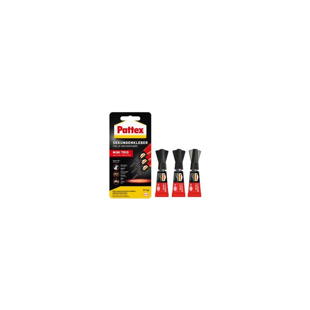 Pattex Colle instantanée MINI TRIO, 3 tubes de 1 g,