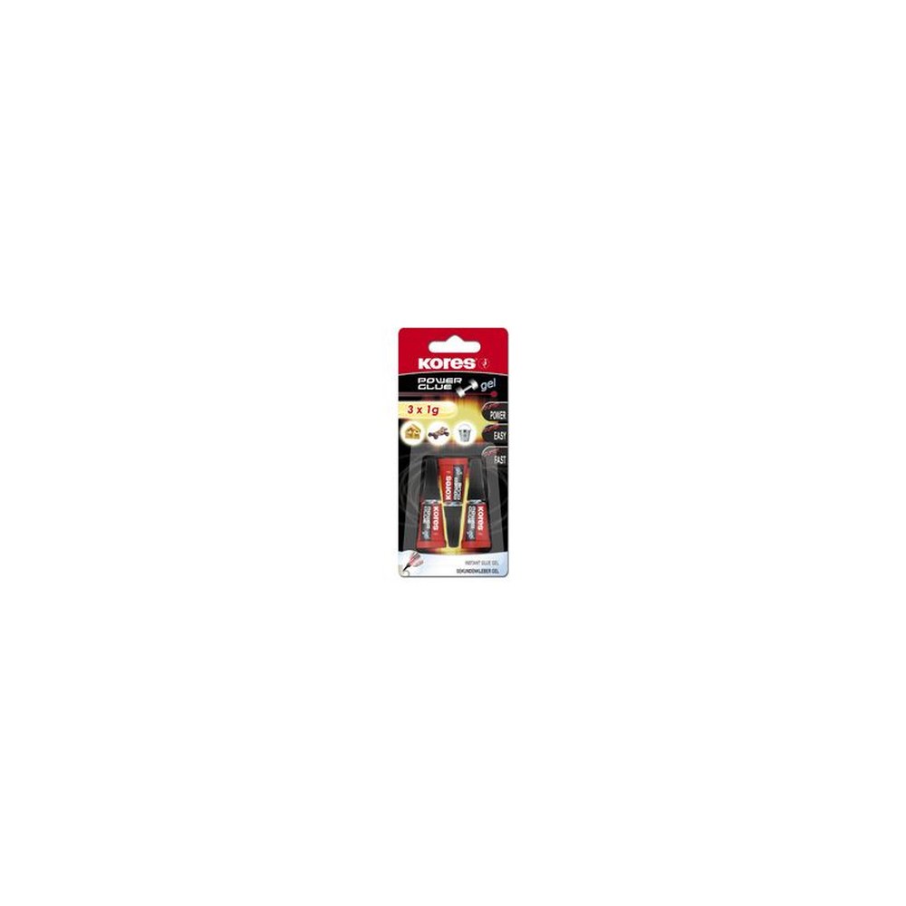 Kores colle instantanée "PowerGlue" en gel, 3 tubes de 1 g,
