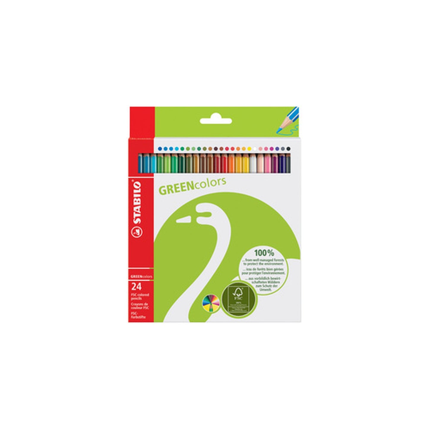 STABILO Crayon de couleur GREENcolors, étui carton de 24
