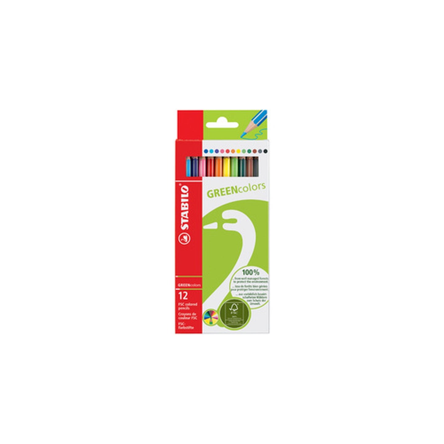 STABILO Crayon de couleur GREENcolors, étui carton de 12
