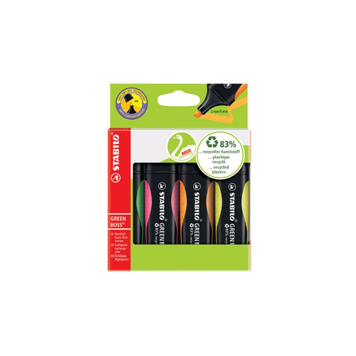 STABILO Surligneur GREEN BOSS, étui en carton de 4