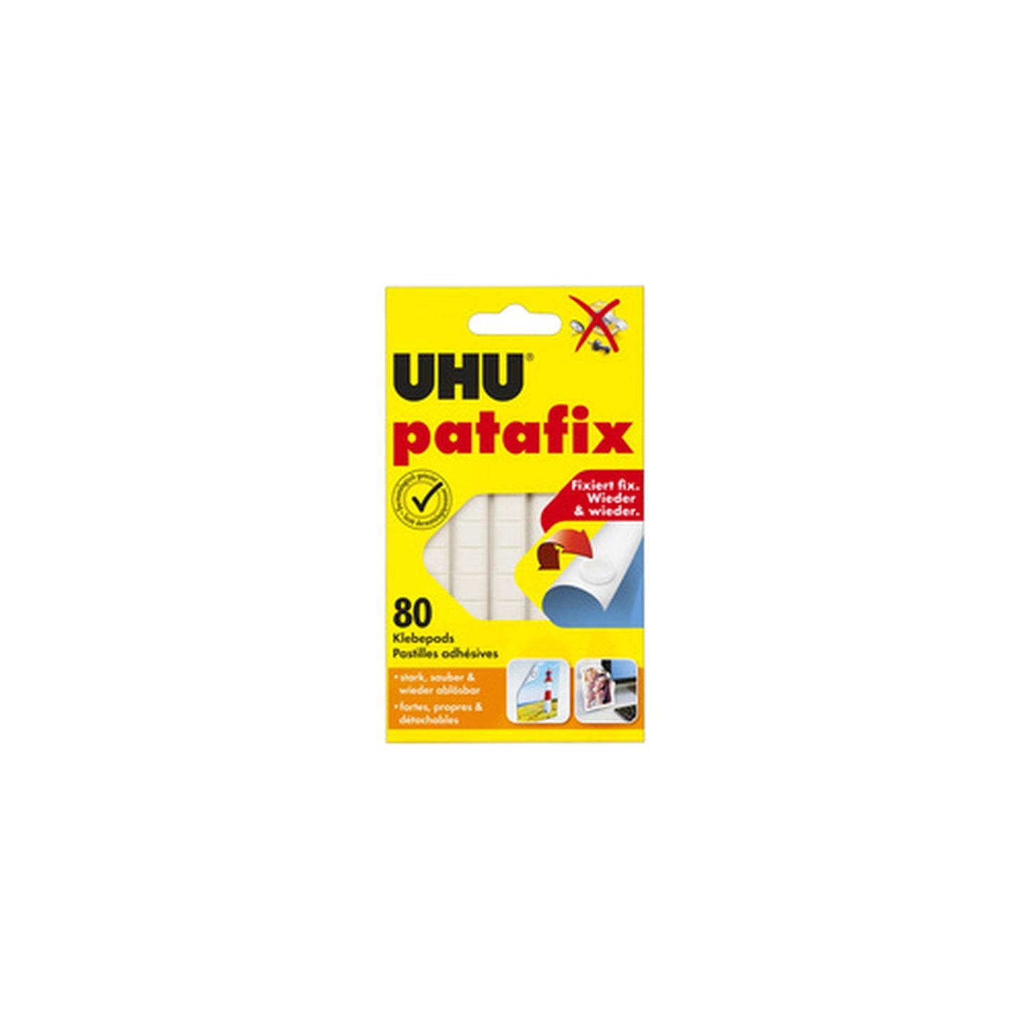 UHU Pastilles adhésives patafix, repositionnable, blanc